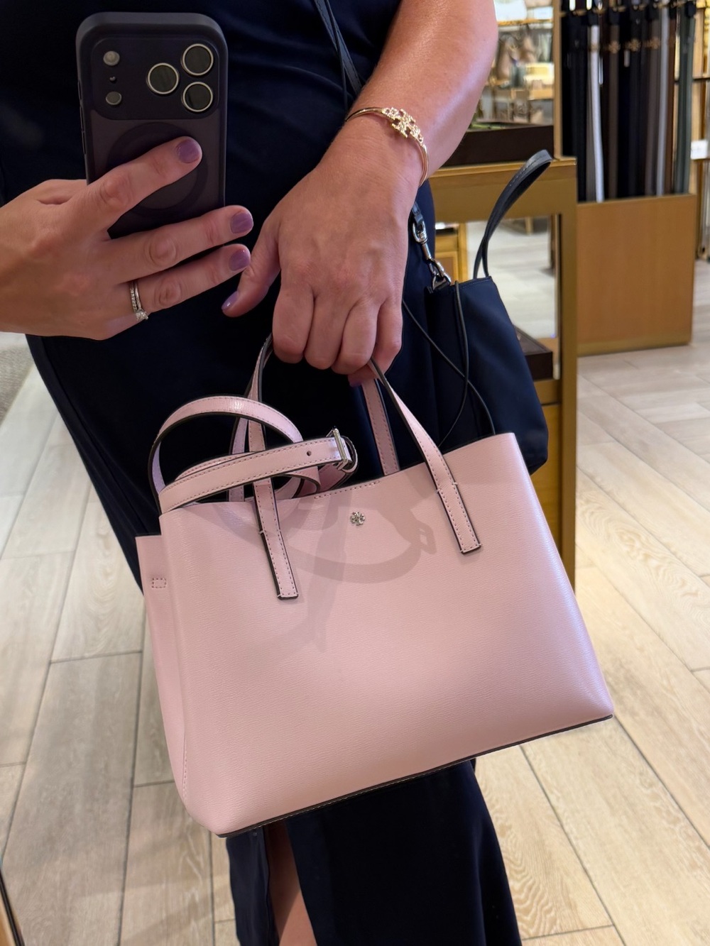 Tory Burch Blush Pink Leather Mini Tote with Detachable Strap - Picture 2 of 4